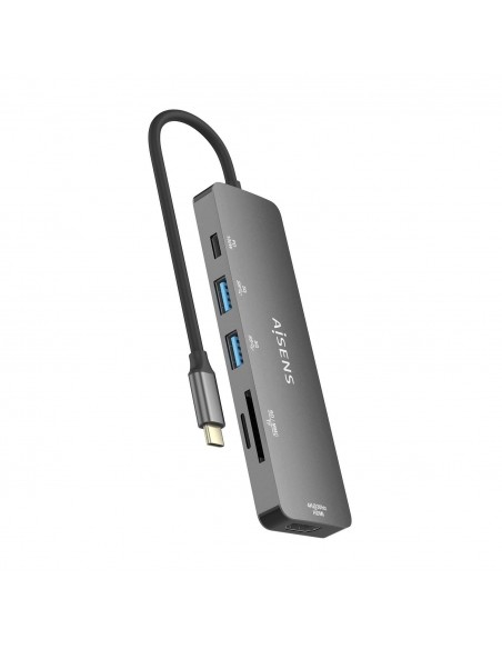 AISENS USB-C Dock 6 EN 1, USB-C a 1xHDMI, 2xUSB-A, 1xUSB-C PD 100W, 1xSD, 1xMicro SD, Gris, 15cm AISENS USB-C Dock 6 EN 1, USB-C a 1xHDMI, 2xUSB-A, 1xUSB-C PD 100W, 1xSD, 1xMicro SD, Gris, 15cm