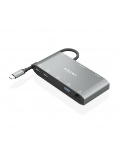 AISENS USB-C Dock 8 en 1, USB-C a 1xHDMI, 1xVGA, 1xRJ45, 2xUSB-A, 2xUSB-C 5G, 1xUSB-C PD, Gris, 20 cm 2