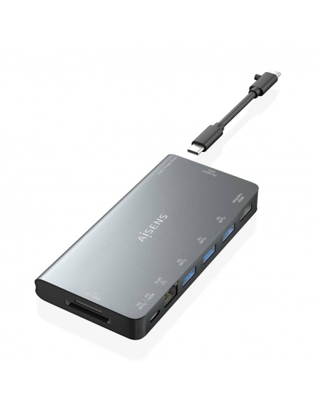 AISENS USB-C Dock 8 en 1, USB-C a 1xHDMI, 1xRJ45, 3xUSB-A, 1xUSB-C Datos+PD, 1xSD, 1xMicro SD, Gris, 10 cm AISENS USB-C Dock 8 en 1, USB-C a 1xHDMI, 1xRJ45, 3xUSB-A, 1xUSB-C Datos+PD, 1xSD, 1xMicro SD, Gris, 10 cm