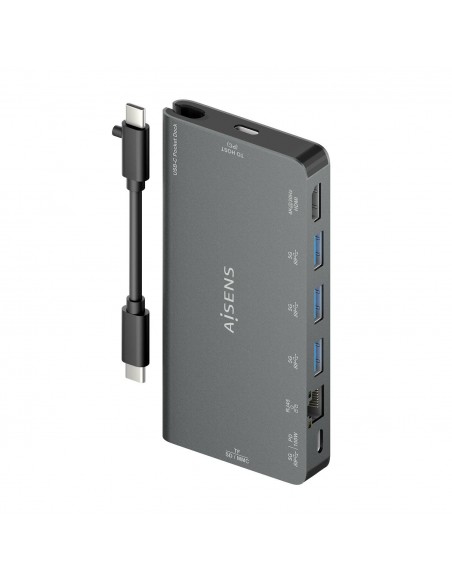 AISENS USB-C Dock 8 en 1, USB-C a 1xHDMI, 1xRJ45, 3xUSB-A, 1xUSB-C Datos+PD, 1xSD, 1xMicro SD, Gris, 10 cm AISENS USB-C Dock 8 en 1, USB-C a 1xHDMI, 1xRJ45, 3xUSB-A, 1xUSB-C Datos+PD, 1xSD, 1xMicro SD, Gris, 10 cm