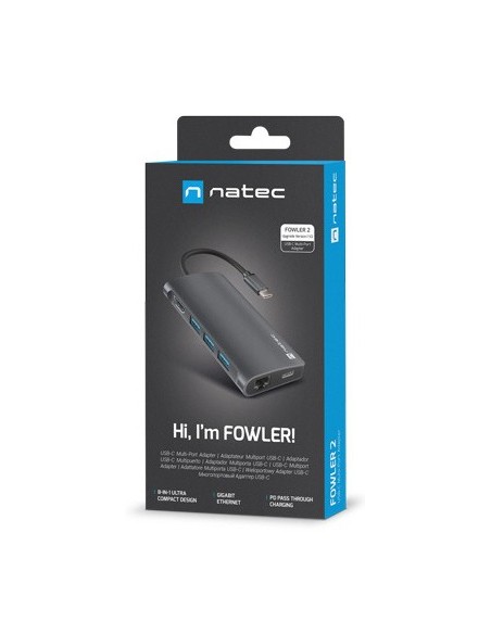 NATEC NMP-2162 base para portátil y replicador de puertos Alámbrico USB 3.2 Gen 1 (3.1 Gen 1) Type-C Gris