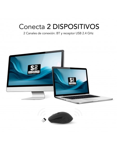 SUBBLIM Ratón CURVE ERGO DUAL MOUSE BATTERY BLACK