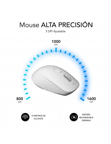 SUBBLIM Ratón CURVE ERGO DUAL MOUSE BATTERY WHITE