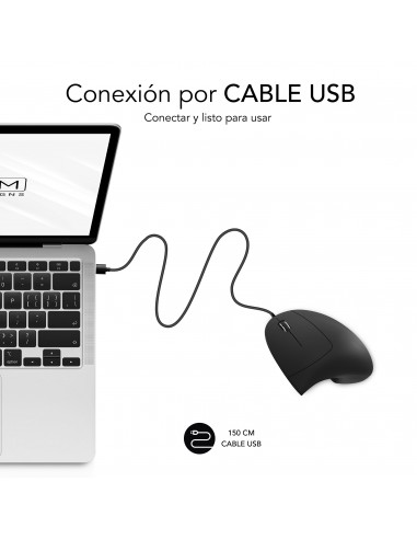 SUBBLIM Ratón GLIDE VERTICAL ERGO WIRED MOUSE BLACK