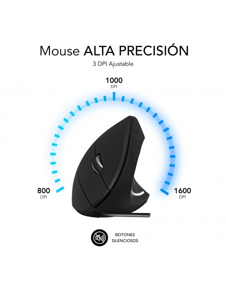 SUBBLIM Ratón GLIDE VERTICAL ERGO WIRED MOUSE BLACK