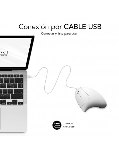SUBBLIM Ratón GLIDE VERTICAL ERGO WIRED MOUSE WHITE