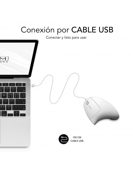 SUBBLIM Ratón GLIDE VERTICAL ERGO WIRED MOUSE WHITE