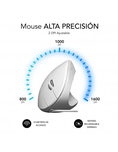 SUBBLIM Ratón GLIDE VERTICAL ERGO WIRED MOUSE WHITE