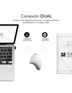 SUBBLIM Ratón GLIDE VERTICAL ERGO DUAL MOUSE BATTERY WHITE 2