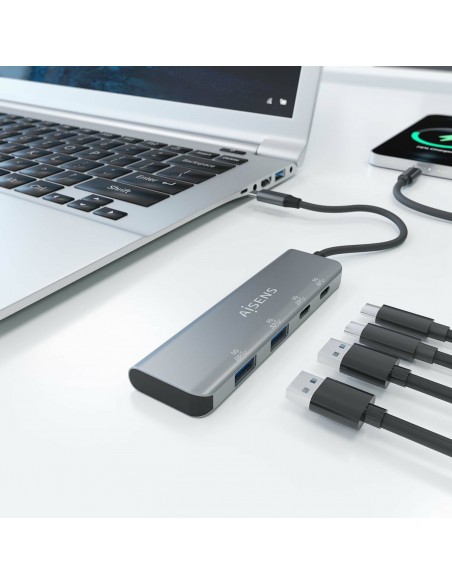 AISENS Hub USB 3.2 Gen1 5G USB-C, USB-C M-2xUSB-C H-2xUSB-A H, Gris, 15 cm AISENS Hub USB 3.2 Gen1 5G USB-C, USB-C M-2xUSB-C H-2xUSB-A H, Gris, 15 cm
