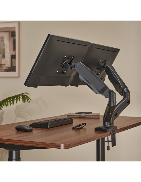 AISENS Soporte De Mesa Pro Contrapeso Giratorio E Inclinable Para Monitor TV 9kg (3 Pivotes, 2 Brazos) De 17-32, Negro