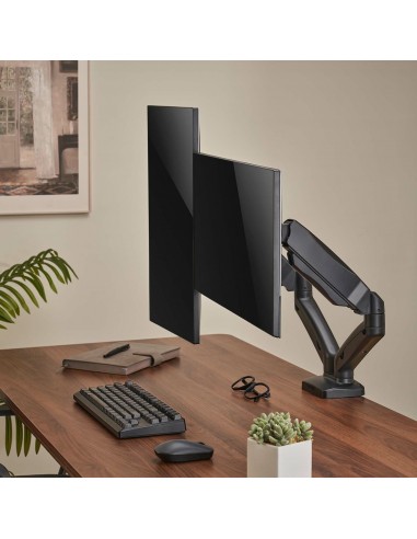 AISENS Soporte De Mesa Pro Contrapeso Giratorio E Inclinable Para Monitor TV 9kg (3 Pivotes, 2 Brazos) De 17-32, Negro