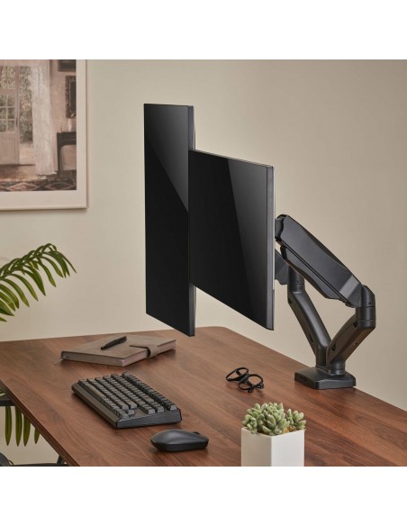 AISENS Soporte De Mesa Pro Contrapeso Giratorio E Inclinable Para Monitor TV 9kg (3 Pivotes, 2 Brazos) De 17-32, Negro