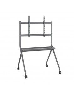 AISENS Soporte De Suelo Pro Con Rueda, 1 Bandeja Para Pantalla Interactiva TV 120kg De 50-86, Negro
