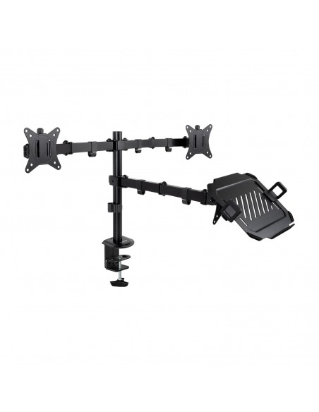 TooQ Soporte de Mesa para 2 Pantallas 17"-32" y Portátil, Negro