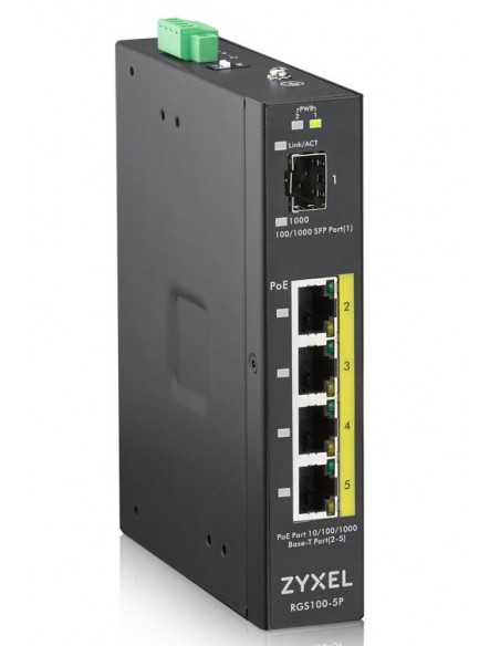 Zyxel RGS100-5P No administrado L2 Gigabit Ethernet (10 100 1000) Energía sobre Ethernet (PoE) Negro
