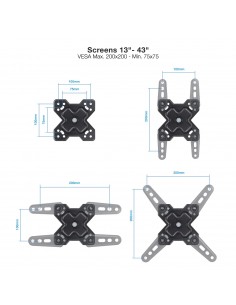 TooQ Soporte de Pared para Pantallas 13"-43", Negro 2