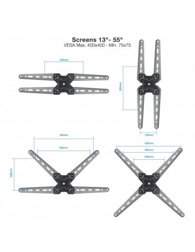 TooQ LP1355TN-B soporte para TV 139,7 cm (55") Negro