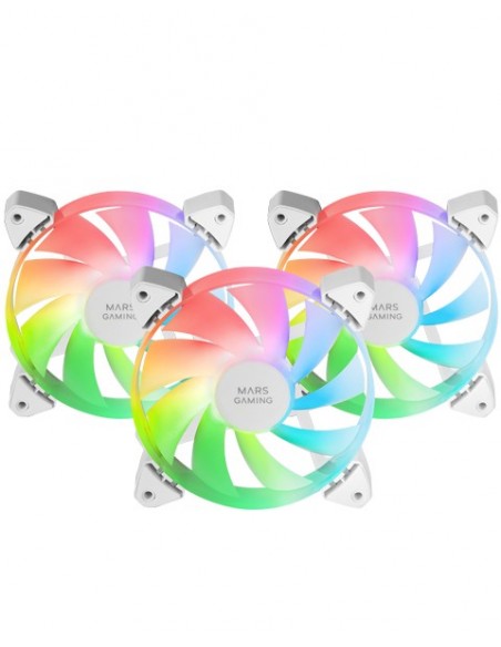 Mars Gaming MF-3A Carcasa del ordenador Ventilador 12 cm Blanco 3 pieza(s)