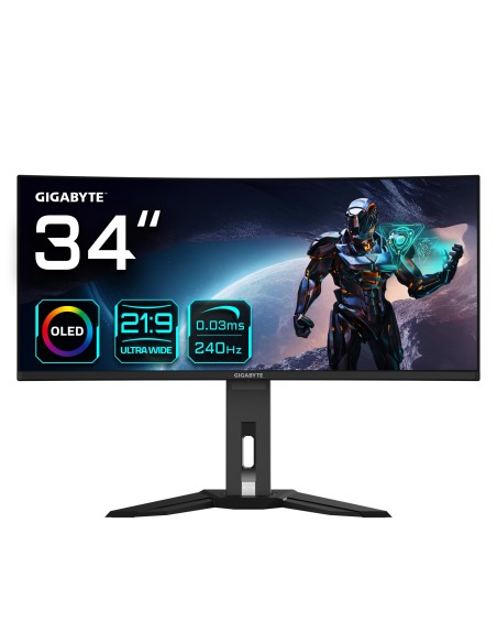 GIGABYTE Monitor de juegos curvo OLED WQHD MO34WQC2 de 34” - 3440x1440 (WQHD), 240Hz, 0.03ms, KVM, 250 cd m², FreeSync Premium GIGABYTE Monitor de juegos curvo OLED WQHD MO34WQC2 de 34” - 3440x1440 (WQHD), 240Hz, 0.03ms, KVM, 250 cd m², FreeSync Premium