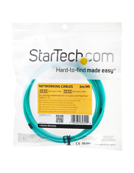 StarTech.com Cable de 3m de Fibra Óptica Multimodo OM3 LC a LC UPC - Full Duplex 50 125µm - para Redes de 100G - LOMMF VCSEL - StarTech.com Cable de 3m de Fibra Óptica Multimodo OM3 LC a LC UPC - Full Duplex 50 125µm - para Redes de 100G - LOMMF VCSEL -