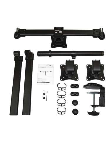 StarTech.com Brazo para 3 Monitores de Montaje en Escritorio - Soporte VESA Ergonómico para 3 Monitores de hasta 27" - Mástil