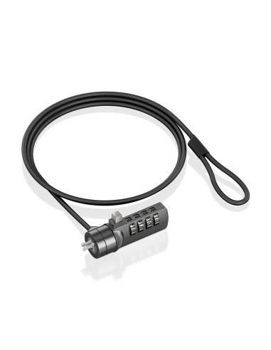 AISENS Cable de seguridad con cerradura de combinación para Ordenador, Monitor, Portátil 1.5m