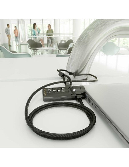 AISENS Cable de seguridad con cerradura de combinación para Ordenador, Monitor, Portátil 1.5m AISENS Cable de seguridad con cerradura de combinación para Ordenador, Monitor, Portátil 1.5m