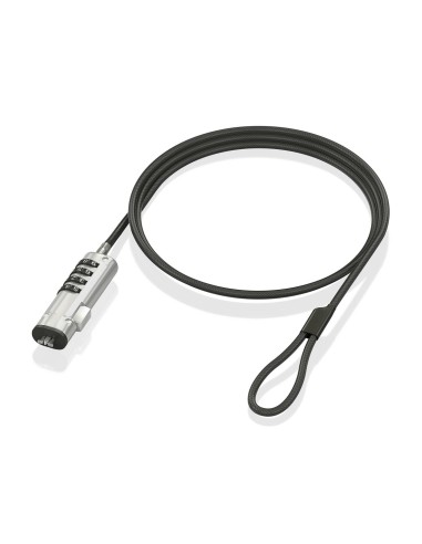 AISENS Cable de Seguridad tipo NANO con cerradura de combinación para ordenador, monitor, portátil 1.5m