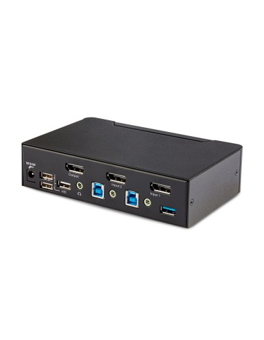 StarTech.com Switch Conmutador KVM DisplayPort de 2 Puertos - 8K60 4K144 - para Un Monitor - DP 1.4 - 2x USB 3.0 - 4x USB 2.0