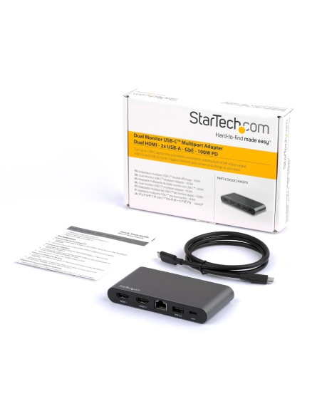 StarTech.com Docking Station USB C para 2 Monitores HDMI 4K - Entrega de Potencia de 100W Passthrough - GbE, Concentrador de 2 StarTech.com Docking Station USB C para 2 Monitores HDMI 4K - Entrega de Potencia de 100W Passthrough - GbE, Concentrador de 2