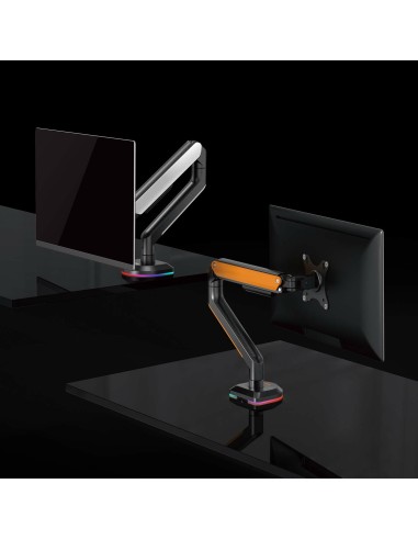 AISENS Soporte de Mesa RGB Gaming contrapeso giratorio e inclinable para Monitor TV 9Kg (3 Pivotes, 1 Brazo) de 17-32,