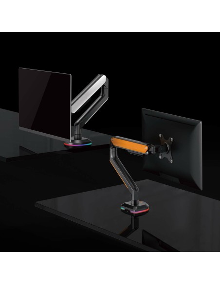 AISENS Soporte de Mesa RGB Gaming contrapeso giratorio e inclinable para Monitor TV 9Kg (3 Pivotes, 1 Brazo) de 17-32,