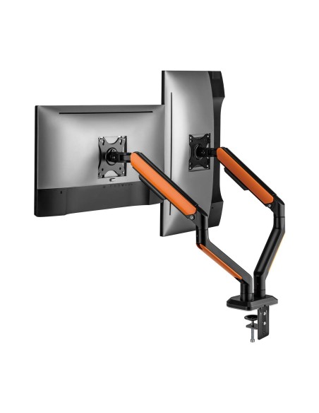 AISENS Soporte de Mesa RGB Gaming contrapeso giratorio e inclinable para Monitor TV 9Kg (3 Pivotes, 2 Brazos) de 17-32,