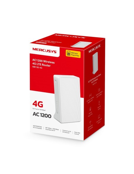 Mercusys MB130-4G router inalámbrico Ethernet Doble banda (2,4 GHz   5 GHz) Blanco