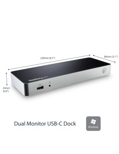 StarTech.com Docking Station USB C para 2 Monitores - PD de 60 W para Portátil Windows - Replicador de Puertos USB Tipo C a 2