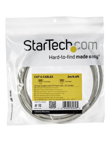StarTech.com Cable de 2m Gris de Red Gigabit Cat6 Ethernet RJ45 sin Enganche - Snagless