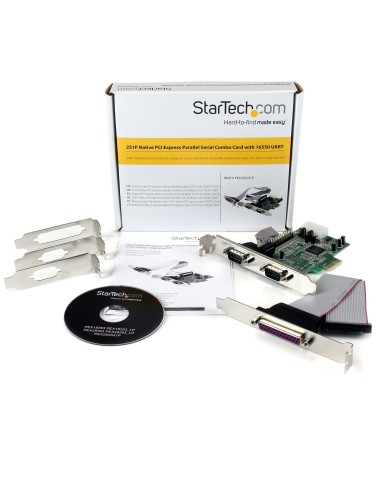 StarTech.com Tarjeta Adaptadora PCI Express de 2 Puertos Serie y 1 Paralelo RS232 UART 16550 Serial