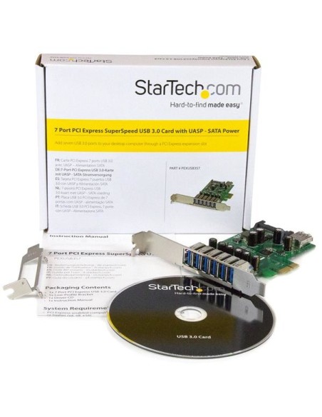 StarTech.com Adaptador tarjeta PCI Express de 7 puertos USB 3.0 con perfil bajo o completo StarTech.com Adaptador tarjeta PCI Express de 7 puertos USB 3.0 con perfil bajo o completo