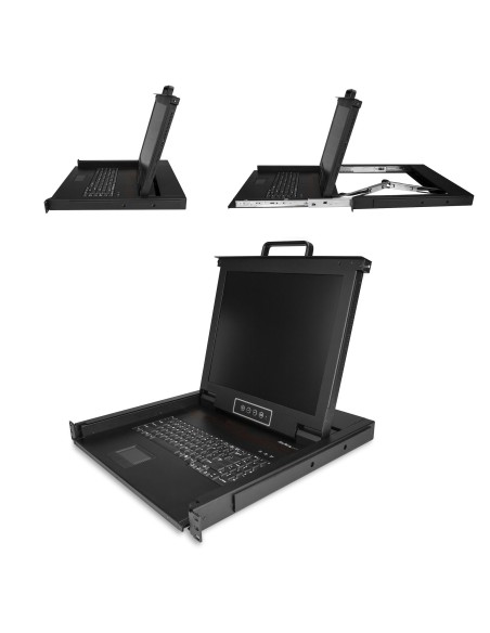 StarTech.com Consola KVM de Montaje en Rack - Teclado QWERTY - KVM para Rack de Servidores de 1 puerto VGA con Monitor LCD de