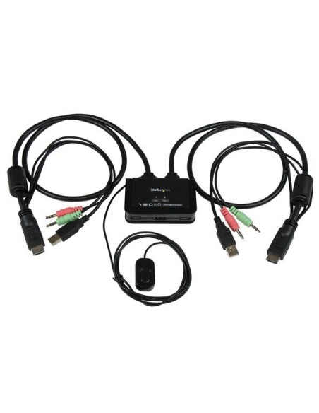 StarTech.com Conmutador Switch KVM 2 puertos HDMI USB Audio con Cables Integrados - 1080p