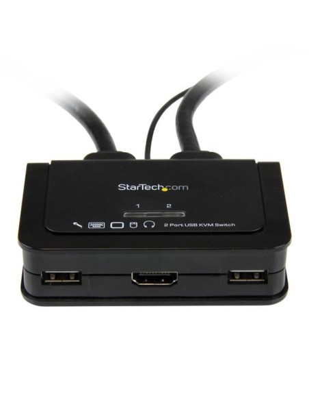 StarTech.com Conmutador Switch KVM 2 puertos HDMI USB Audio con Cables Integrados - 1080p