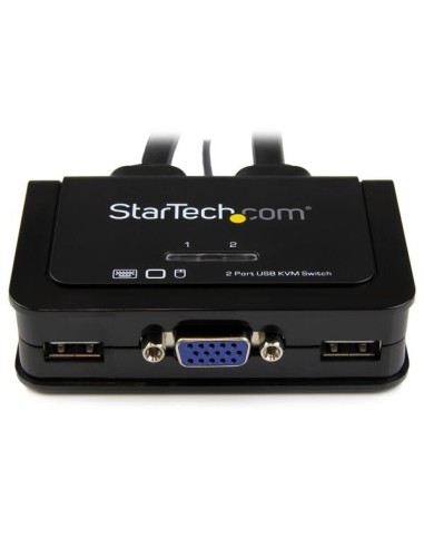 StarTech.com Switch Conmutador KVM de Cable con 2 Puertos VGA USB Alimentado por USB con Interruptor Remoto