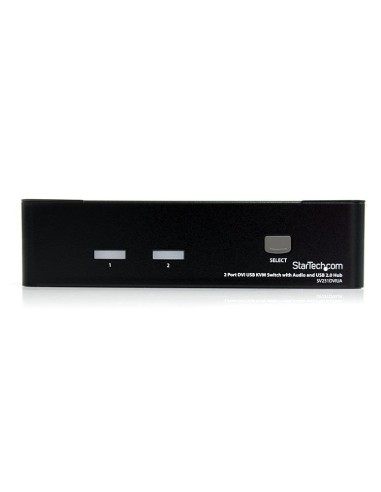 StarTech.com Conmutador Switch KVM - 2 puertos USB 2.0 - Audio Vídeo DVI
