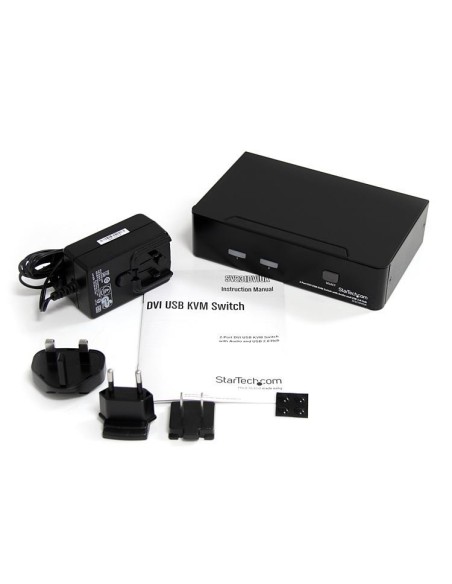 StarTech.com Conmutador Switch KVM - 2 puertos USB 2.0 - Audio Vídeo DVI