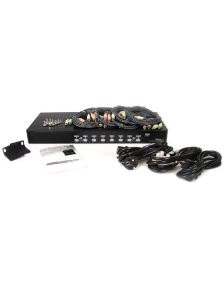 StarTech.com Conmutador Switch KVM 8 Puertos de Vídeo VGA HD15 USB 2.0 USB A y Audio - 1U Rack Estante