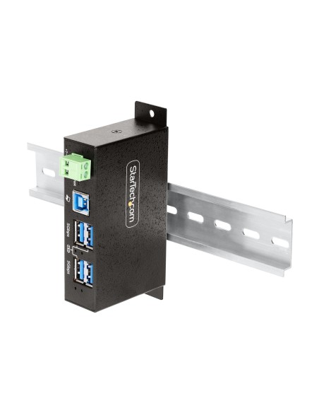 StarTech.com Hub USB Industrial de 4 Puertos Gestionado - Servicio Pesado - Caja de Metal - Protección ESD y Sobretensión -