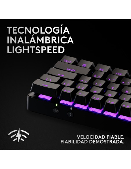 Logitech G PRO X 60 LIGHTSPEED, teclado inalámbrico para gaming, 60% mecánico ultra compacto para PC con Windows, RGB