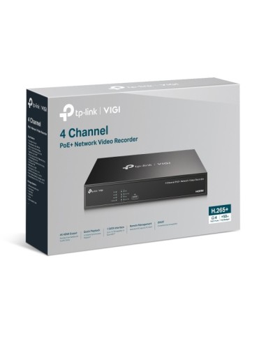 TP-Link VIGI NVR1004H-4P-2TB Grabadore de vídeo en red (NVR) Negro