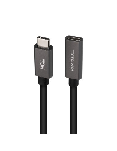Nanocable Cable Prolongador USB-C 3.2 Gen2x2 20Gbps 3A, 4K 60Hz, USB-C M-USB-C H, Negro, 2 m